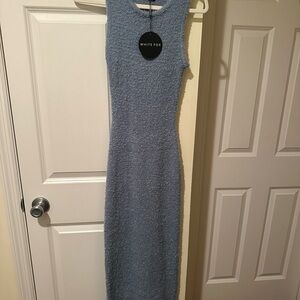 White Fox Boutique Textured Blue Maxi Dress